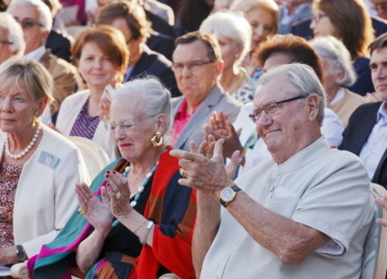 Queen Margrethe and Prince Henrik attending a concert taking place at Chateau de Cax
