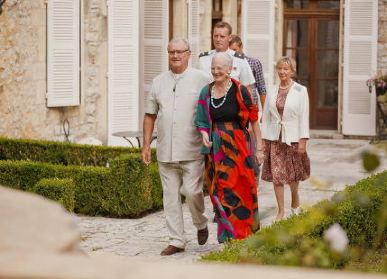 Queen Margrethe and Prince Henrik attending a concert taking place at Chateau de Cax