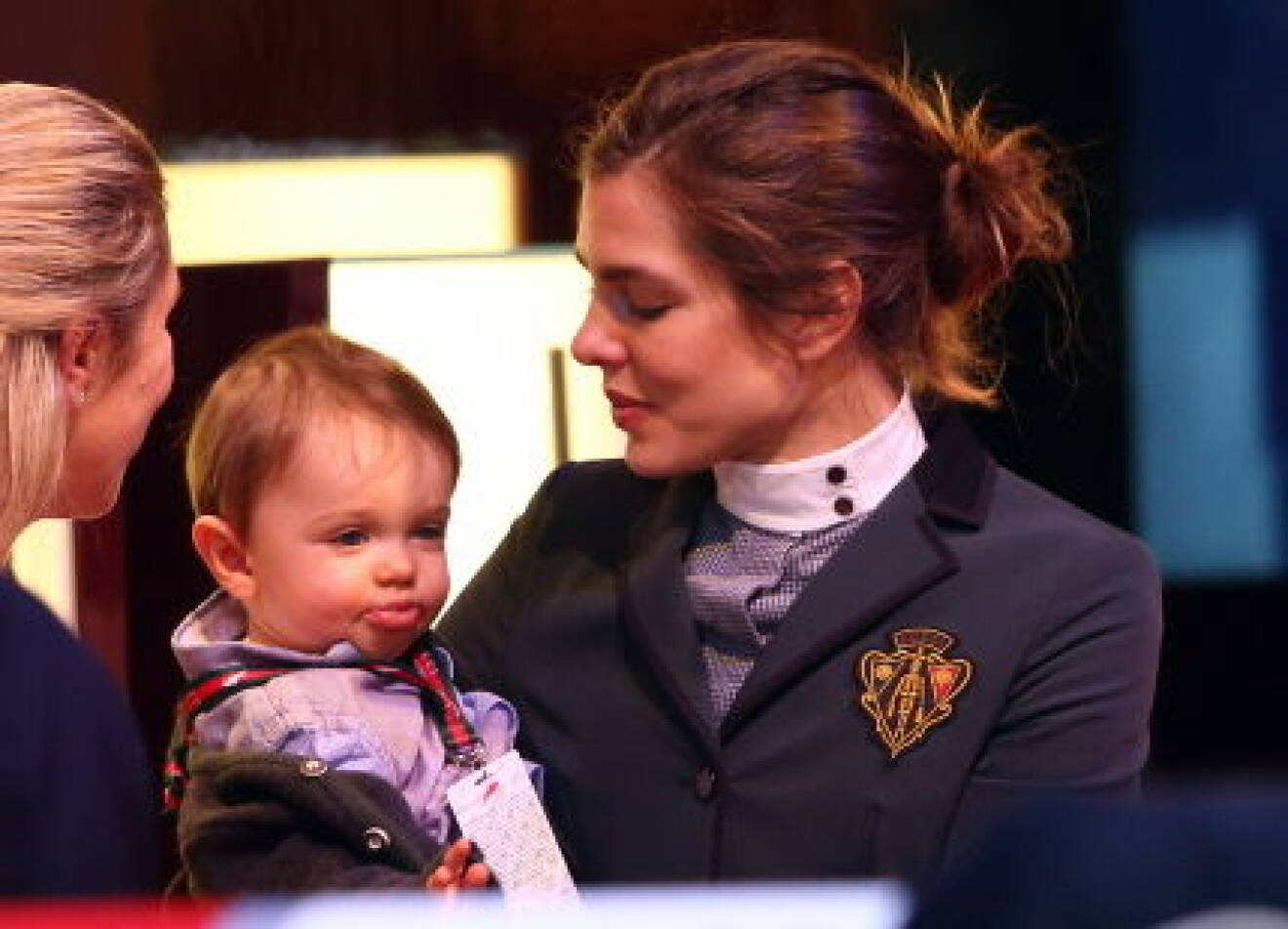 Charlotte Casiraghi and her son Raphael during the Gucci Paris Masters