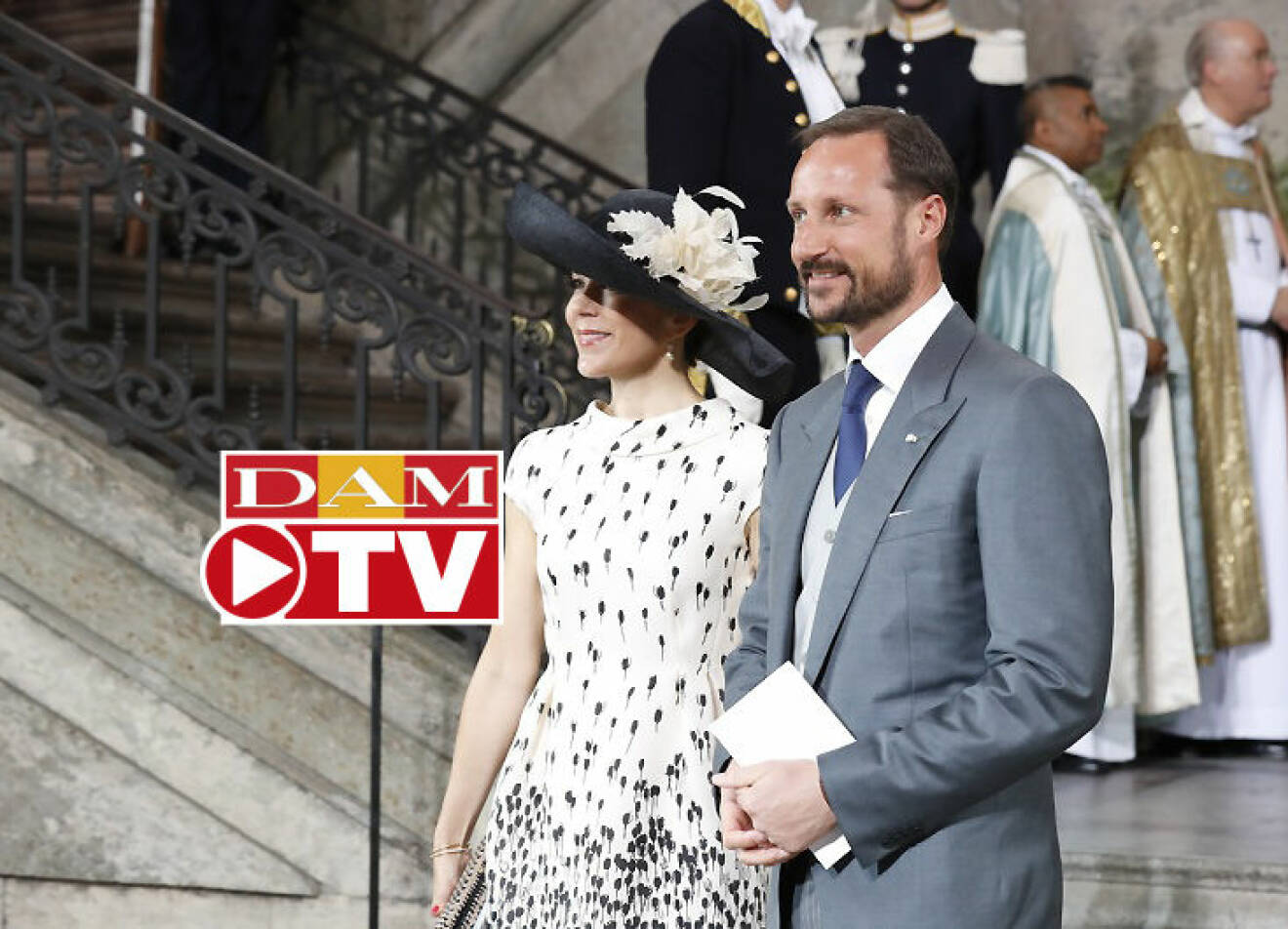 STOCKHOLM 2016-05-27. The royal christening of Crown Princess Victoria and Prince Daniel s son Prince Oscar Carl Olof of Sweden, in the Royal Chapel at the Royal Palace in Stockholm. Pictured: Crown Princess Mary and Crown Prince Haakon COPYRIGHT STELLA PICTURES