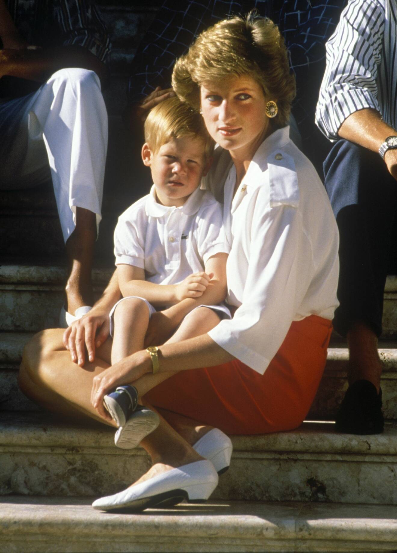 Charles, Prince of Wales, and Diana, Princess of Wales, on holiday in Majorca, Spain, with their sons Prince William and Prince Harry. They are guests of King Juan Carlos of Spain and his wife Queen Sofia. They are staying at their holiday home, the Marivent Palace, which is situated just outside the capital city of Palma. COPYRIGHT STELLA PICTURES