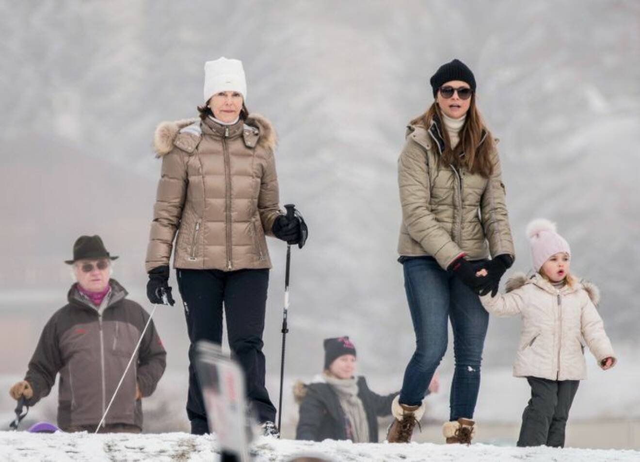 EXCLUSIVE - NO CREDIT - The Royal Swedish family on ski vacation in Switzerland