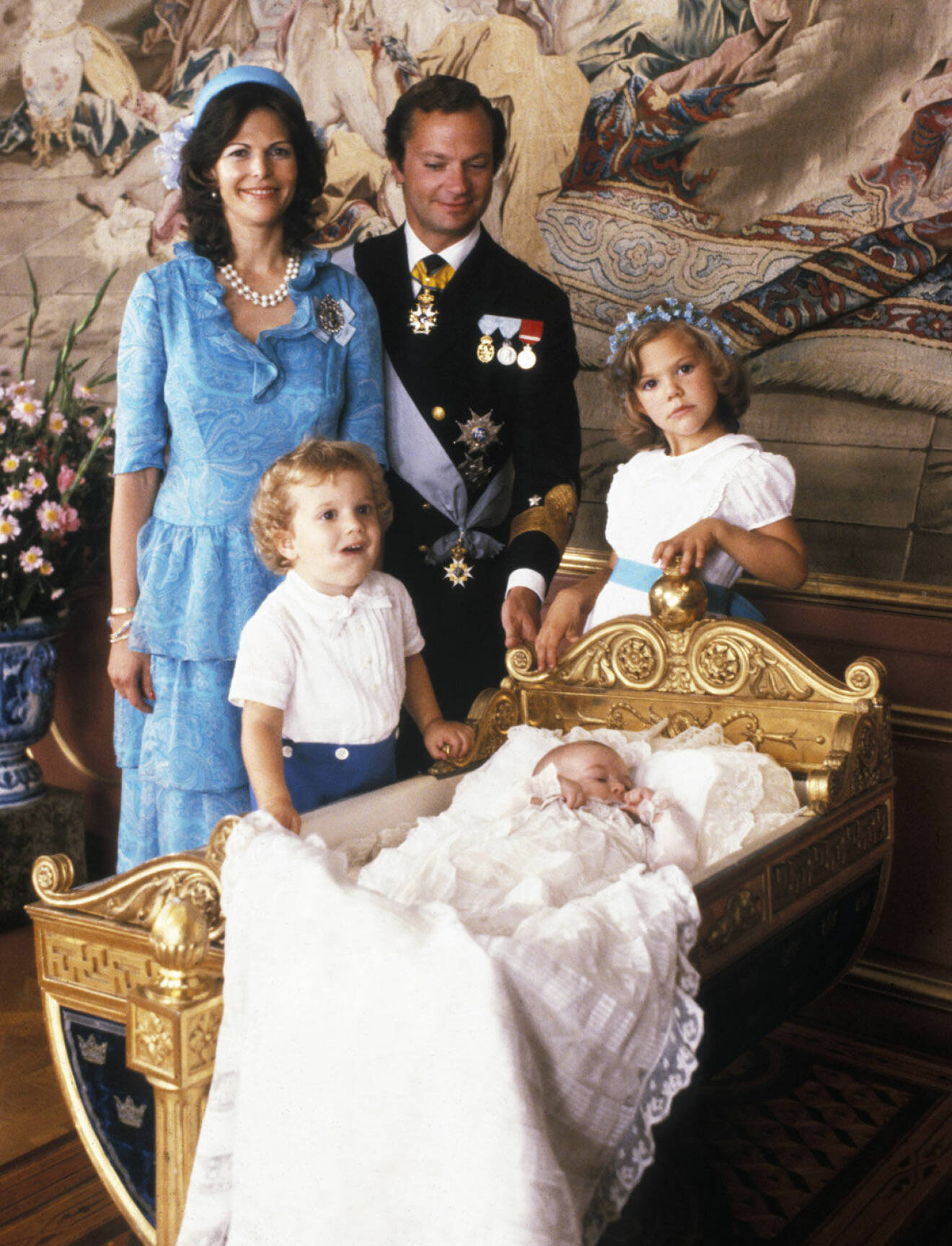 Prinsessan Madeleine fick ligga i denna tjusiga vagga under sitt dop år 1982.