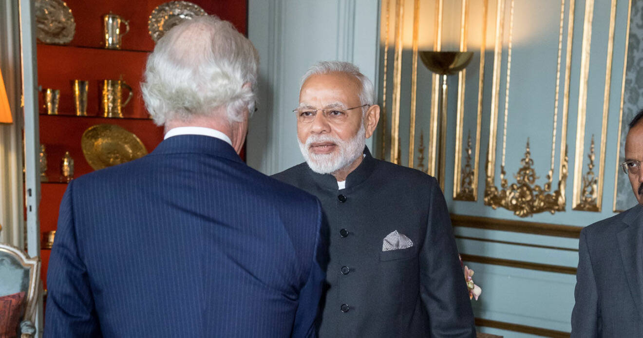 Kung Carl Gustaf med Indiens premiärminister Narendra Modi.