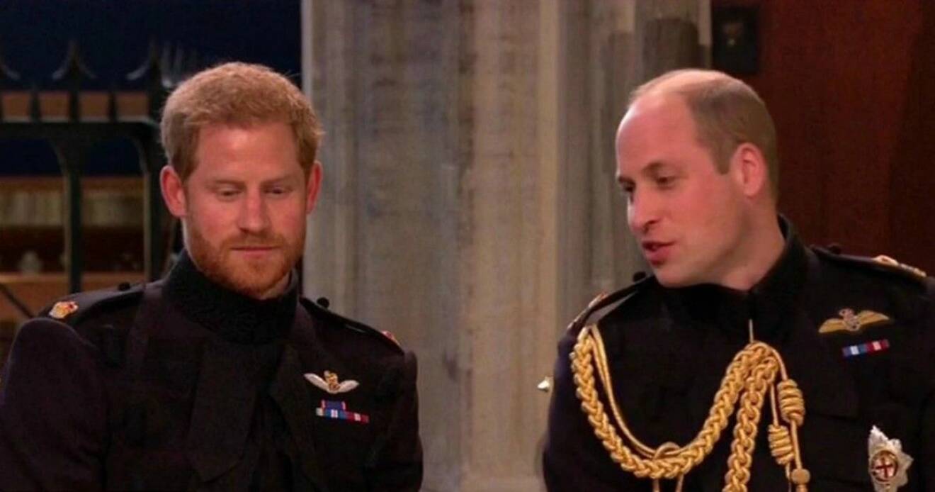 Prins William drar ett skämt för nervöse brudgummen prins Harry.