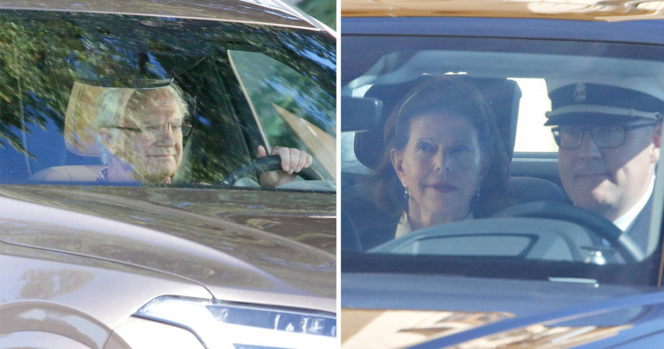 Drottning Silvia sitter i en bil