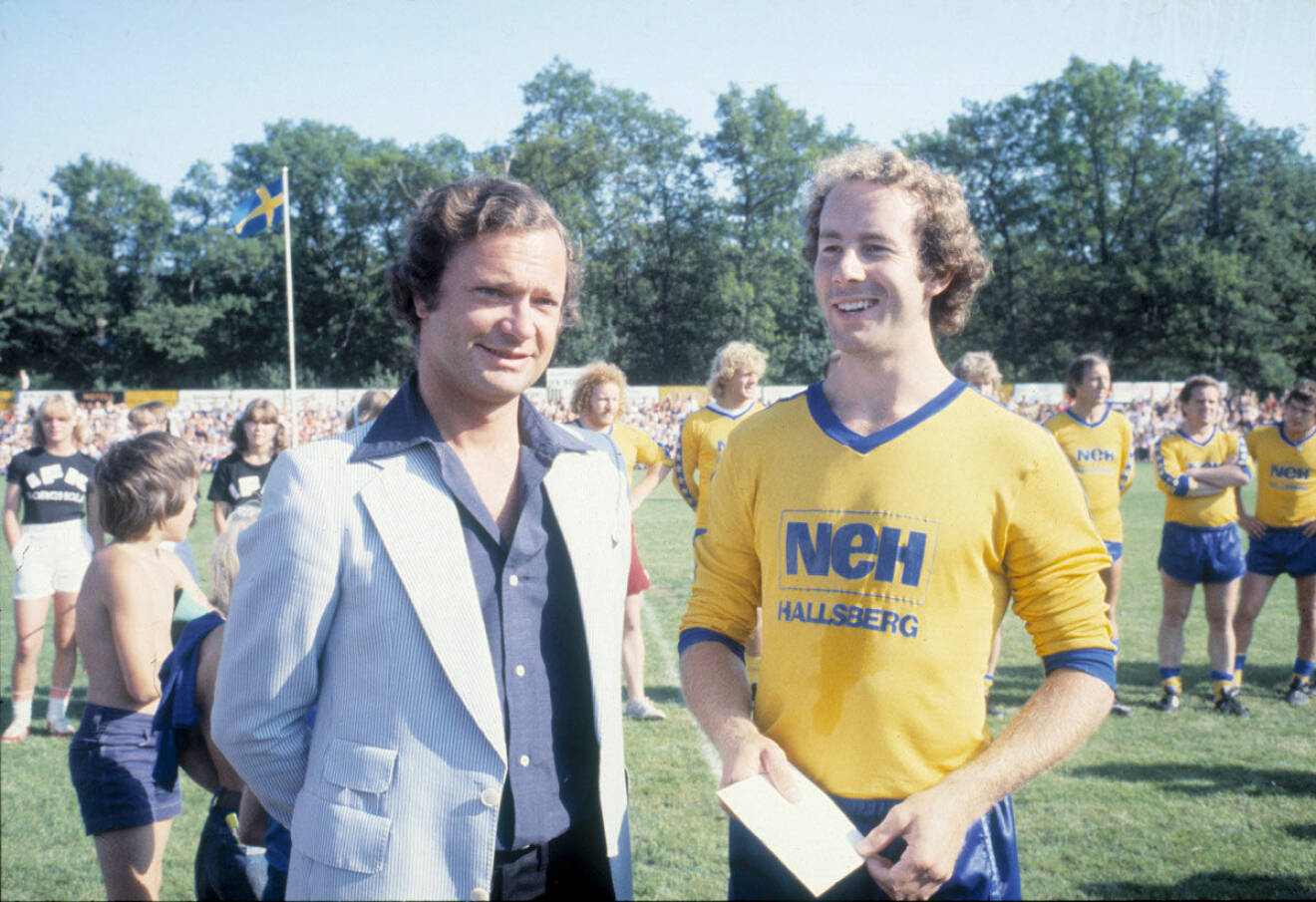 Kungen och Ingemar Stenmark under firandet 1979, då Ingemar fick stipendiet. 