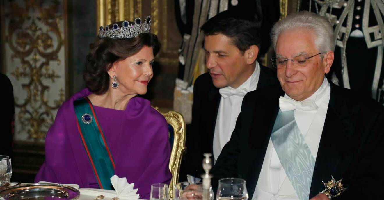 Drottning Silvia med presidenten och hans tolk! 