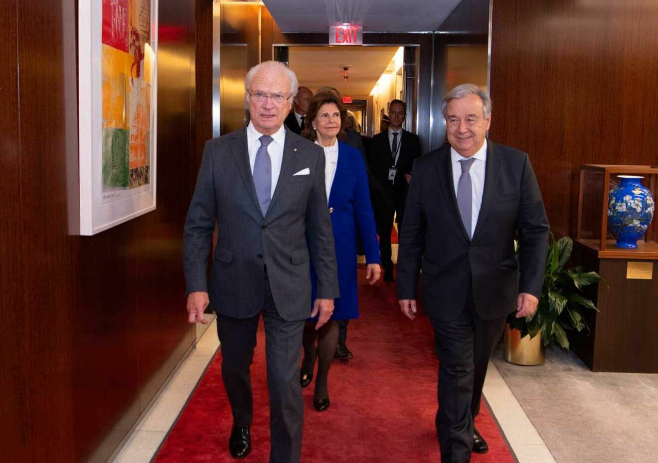 Kungaparet i FN, här med generalsekreteraren Antonio Guterres.