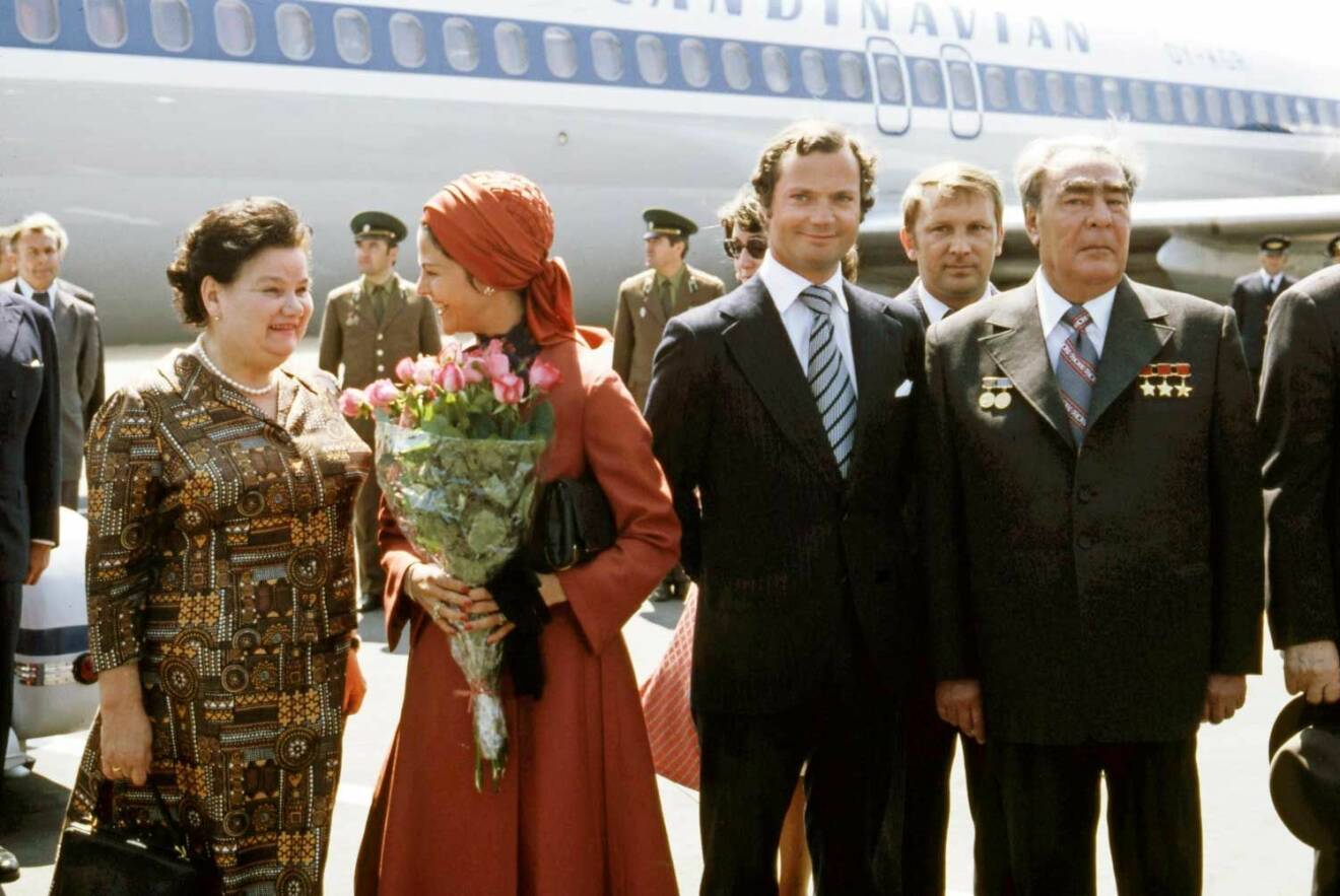 På rysk mark! Statsbesök i dåvarande Sovjetunionen hos president Leonid Brezjnev och hans hustru Viktoria 1978.