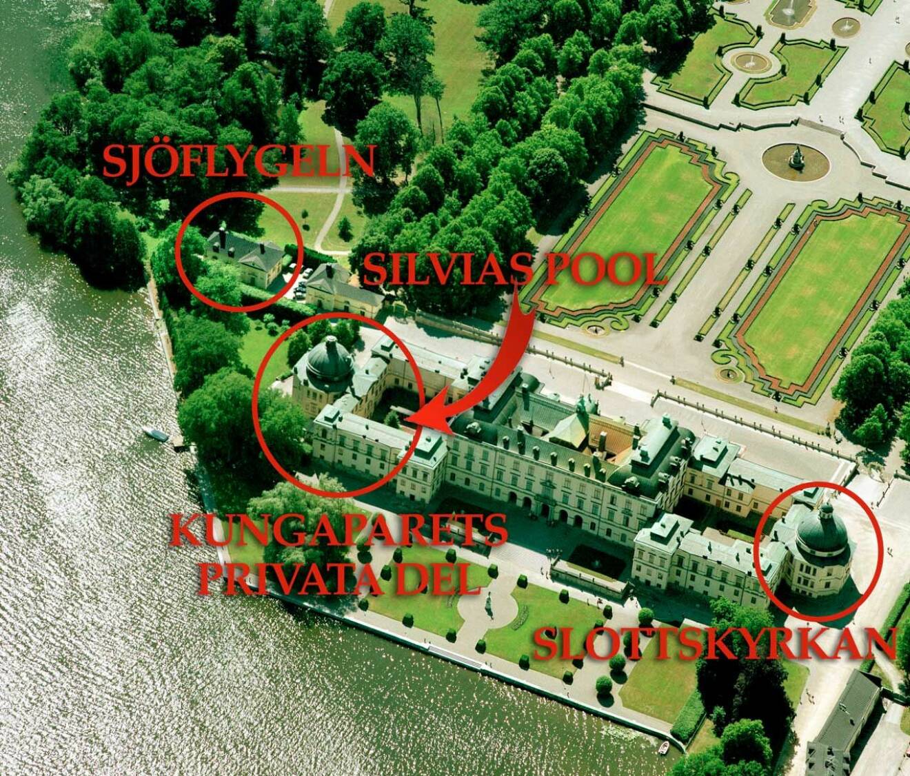 Karta över Drottningholms slott. 
