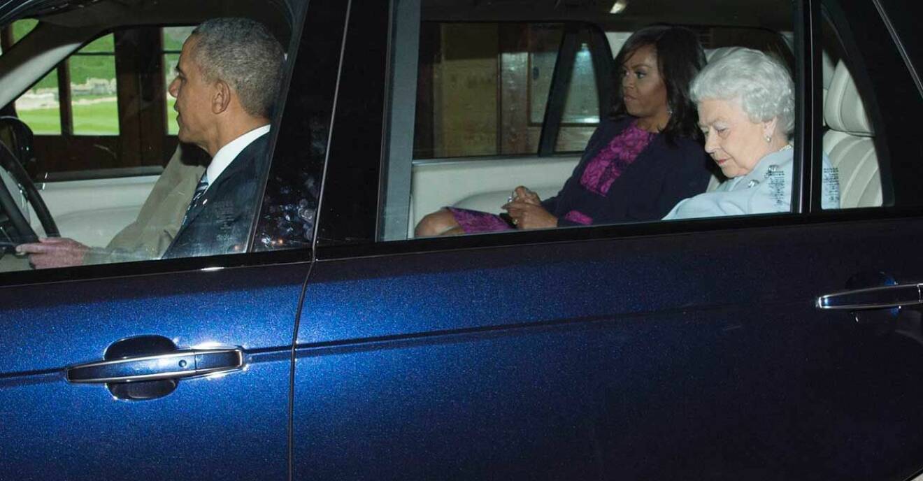 Obama på Windsor Castle. Prins Philip kör bilen.
