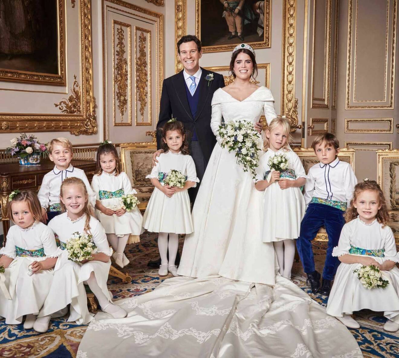 Prinsessan Eugenie och Jack Brooksbank efter bröllopet som stod i Windsors slottskapell St George's Chapel den 12 oktober förra året.