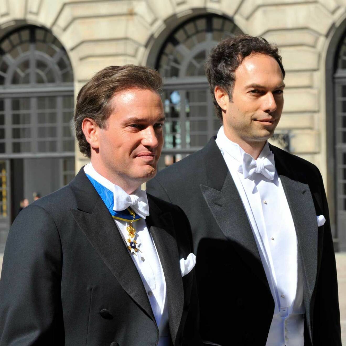 Chris O'Neill tillsammans med sin bestman Cedric Notz, strax innan han sa ja till prinsessan Madeleine i Slottskyrkan den 8 juni 2013.