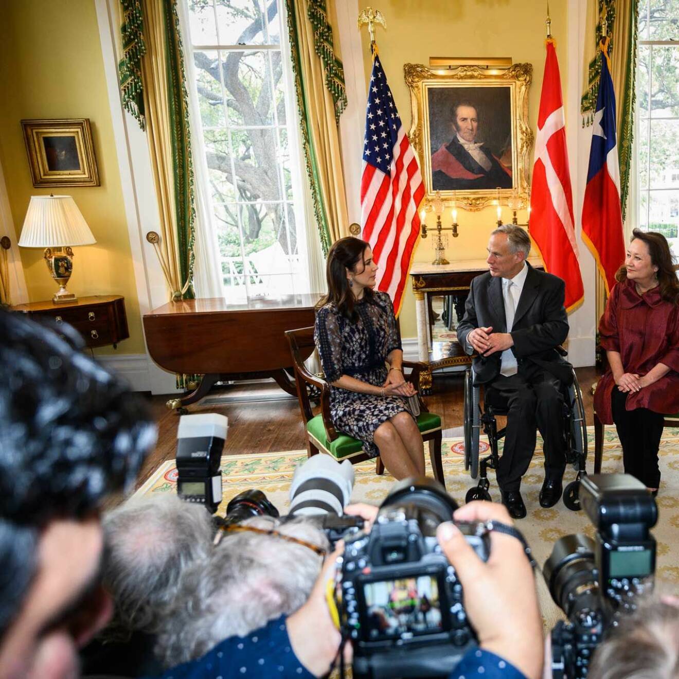  Kronprinsessan Mary på officiell visit hemma hos officiell artighetsvisit hemma hos Texas guvernör Greg Abbot och hans hustru Cecilia