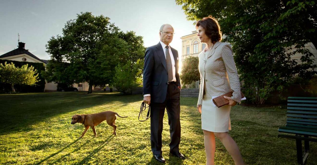 Kungen och drottningen med sin bayerska viltspårhunden Brandie