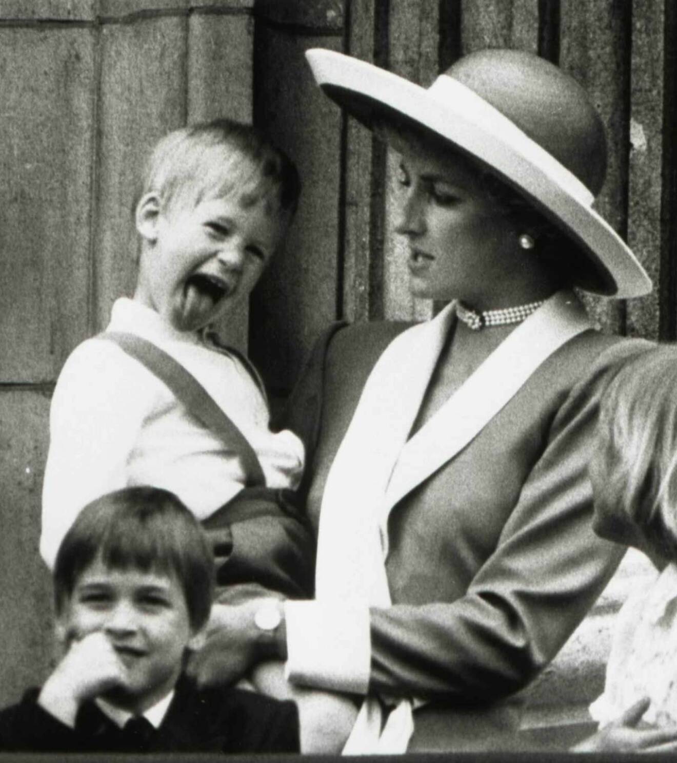Prinsessan Diana med sina prinsar, Harry, snart 4, och William, 6, 1988.
