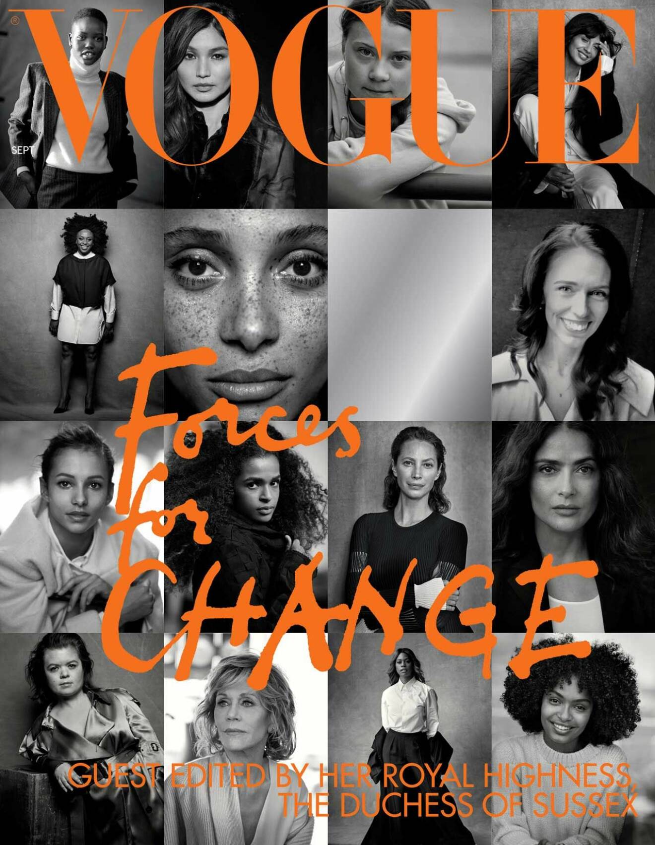 Omslaget till det nummer av Vogue där Meghan var gästredaktör. 