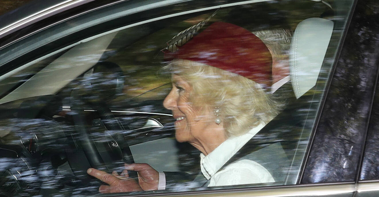 Camilla av Cornwall i bilen
