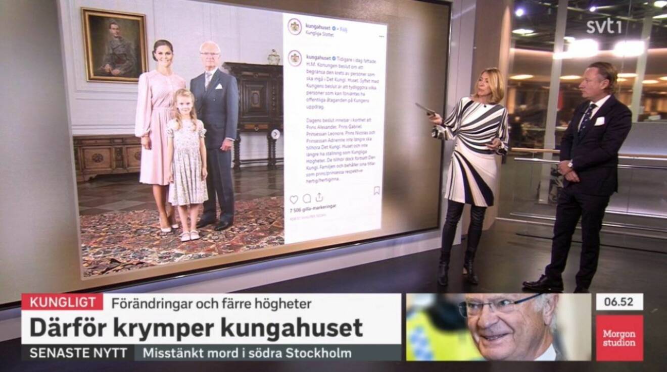 Chefredaktör Johan T Lindwall talade om kungahusets stora nyhet i Morgonstudion i SVT. 