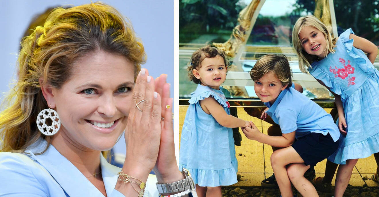Prinsessan Madeleine med sina barn, en bild från hennes Instagram