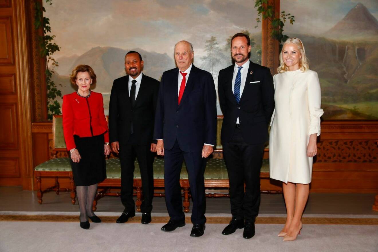 Den norska kungafamiljen med Abiy Ahmed. 