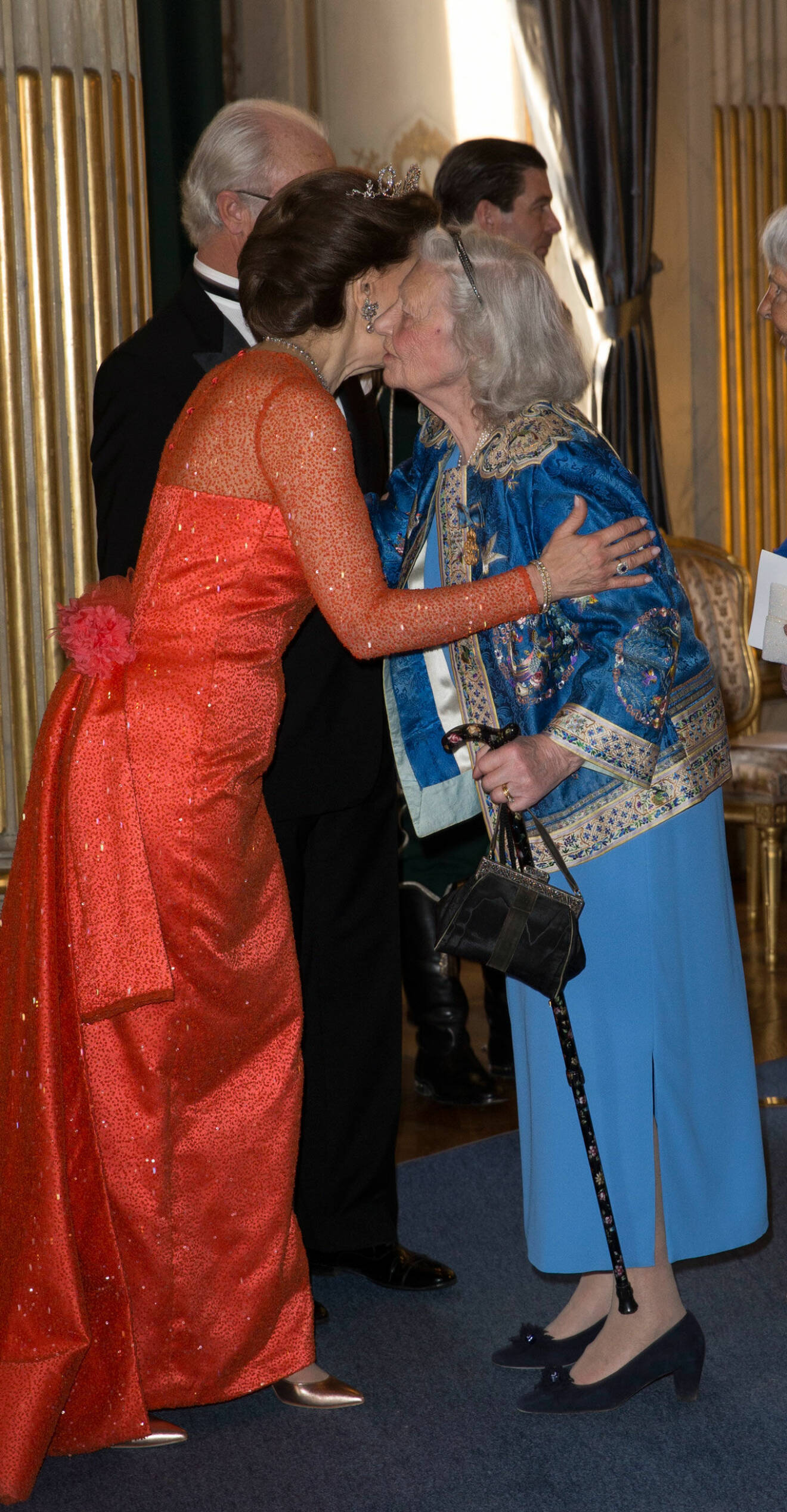 Dagmar von Arbin med drottning Silvia på kungens 70-årsfest 2016.