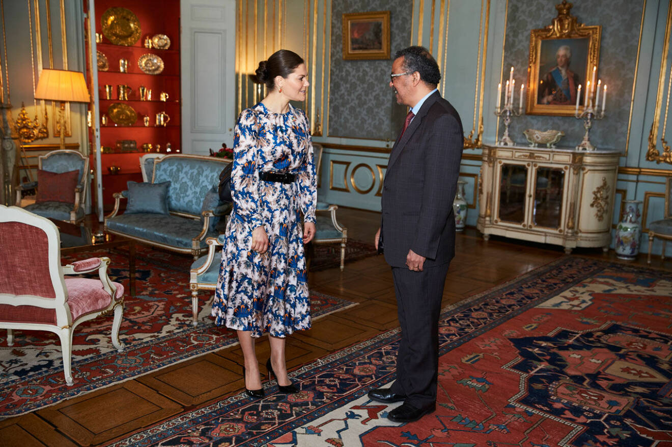 Kronprinsessan Victoria med WHO:s generaldirektör Tedros Adhanom Ghebreyesus.