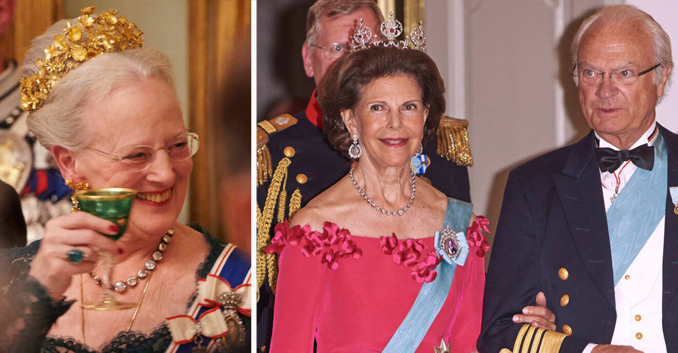 Drottning Margrethe kung Carl Gustaf och drottning Silvia.