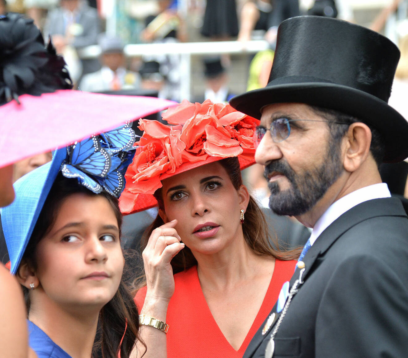Prinsessan Haya på Royal Ascot med sin man emiren och dottern.