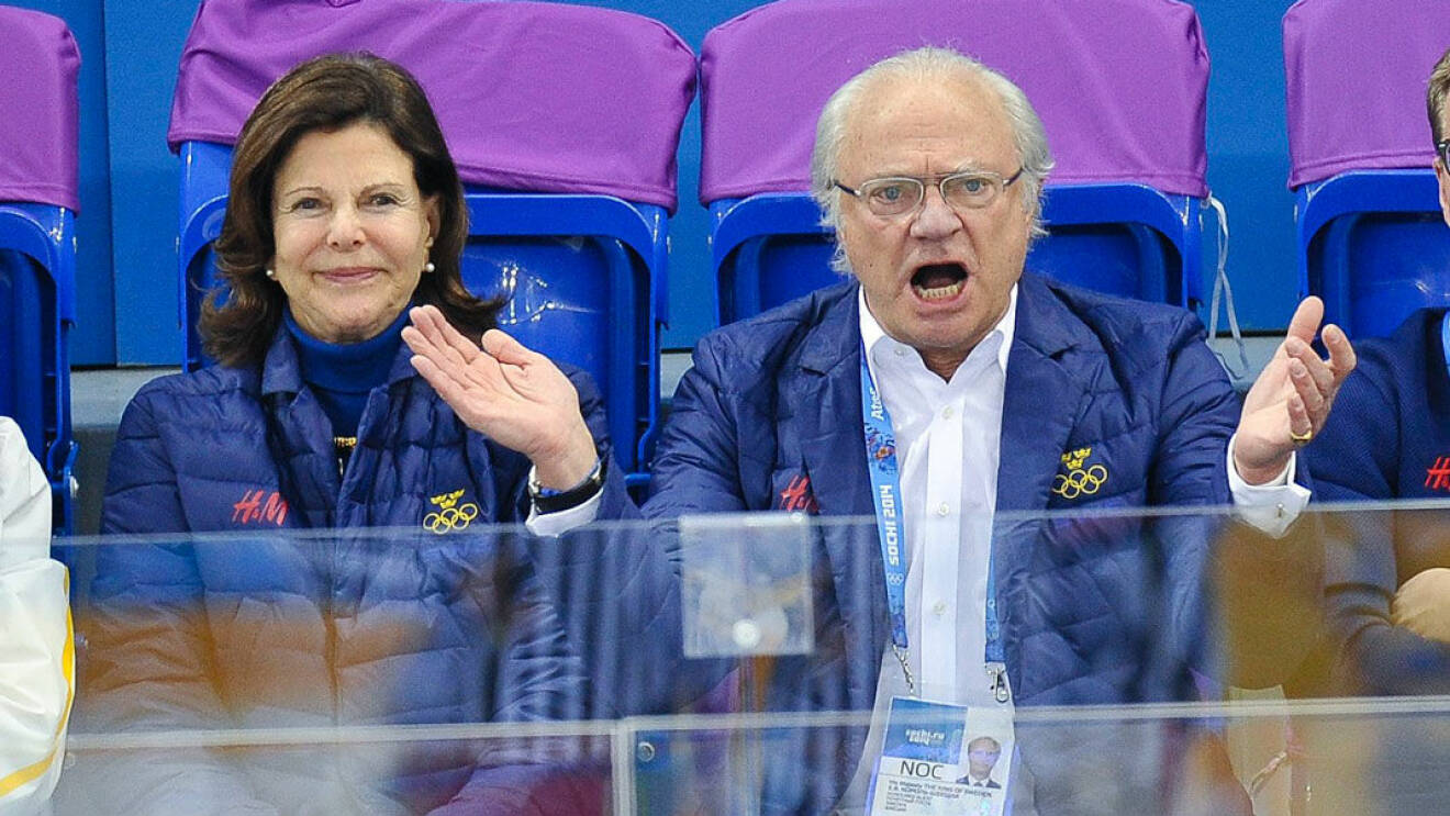 Kungen älskar att sitta och heja på våra svenska olympier – ofta med Silvia vid sin sida. 