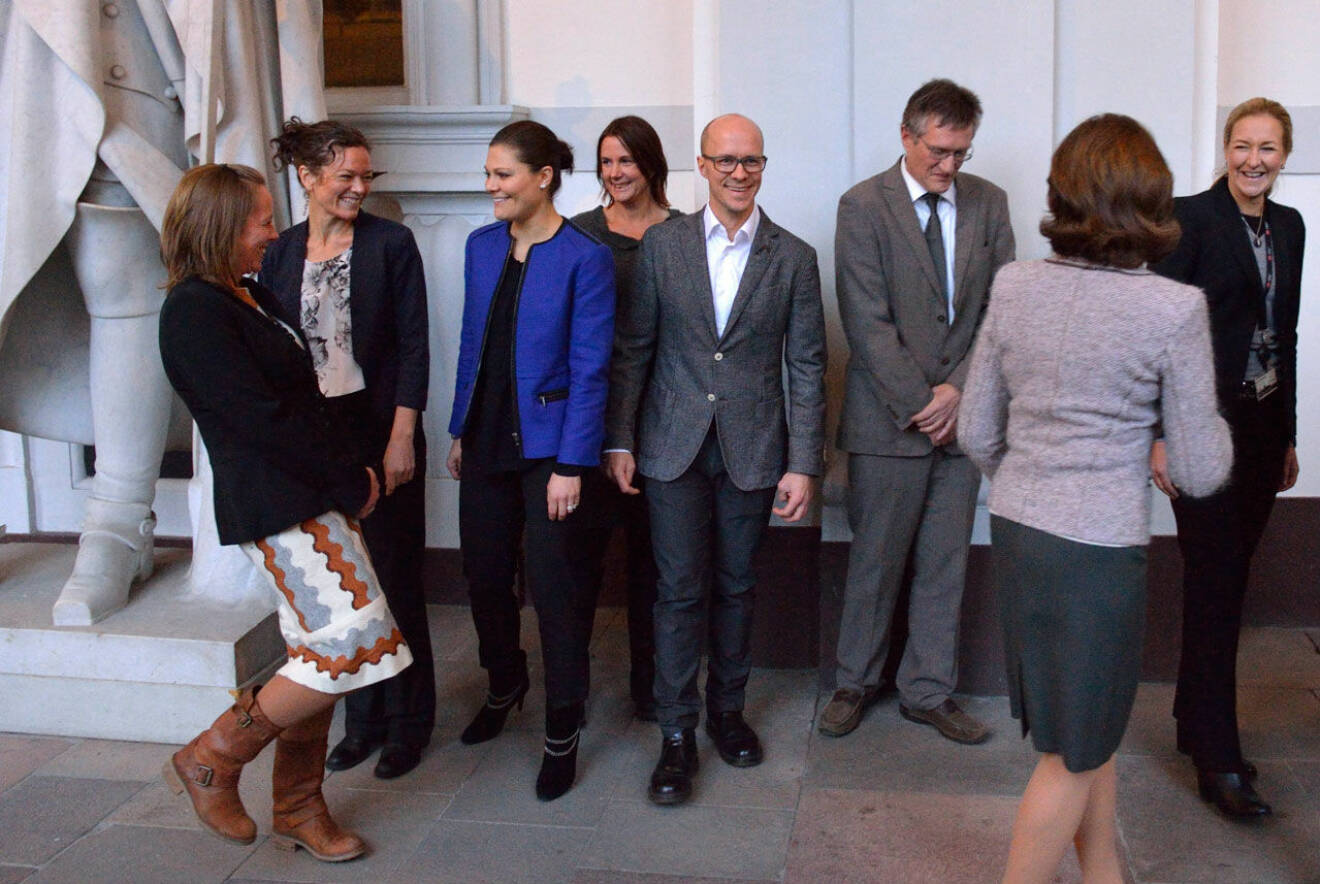 Anders Tegnell med kollegor träffar kungafamiljen 2015.