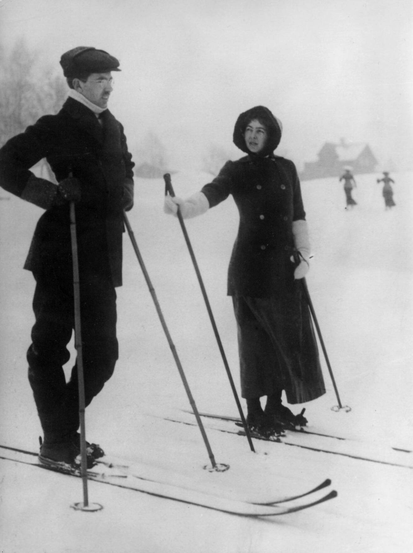 Gustav VI Adolf och Margareta på skidtur i Dalarna 1907.