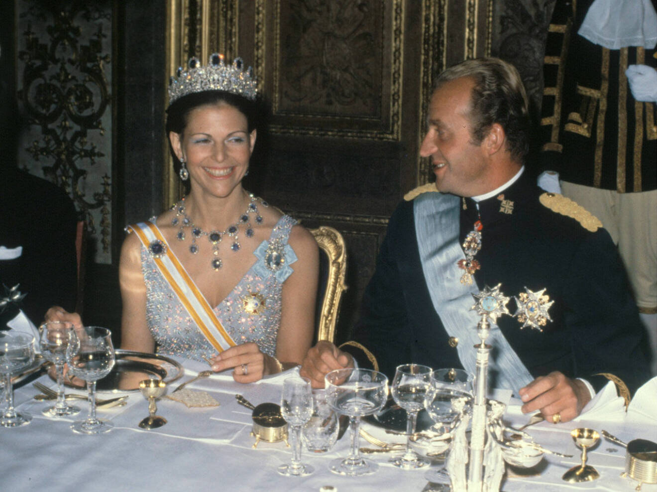 Kung Juan Carlos med drottning Silvia år 1979.