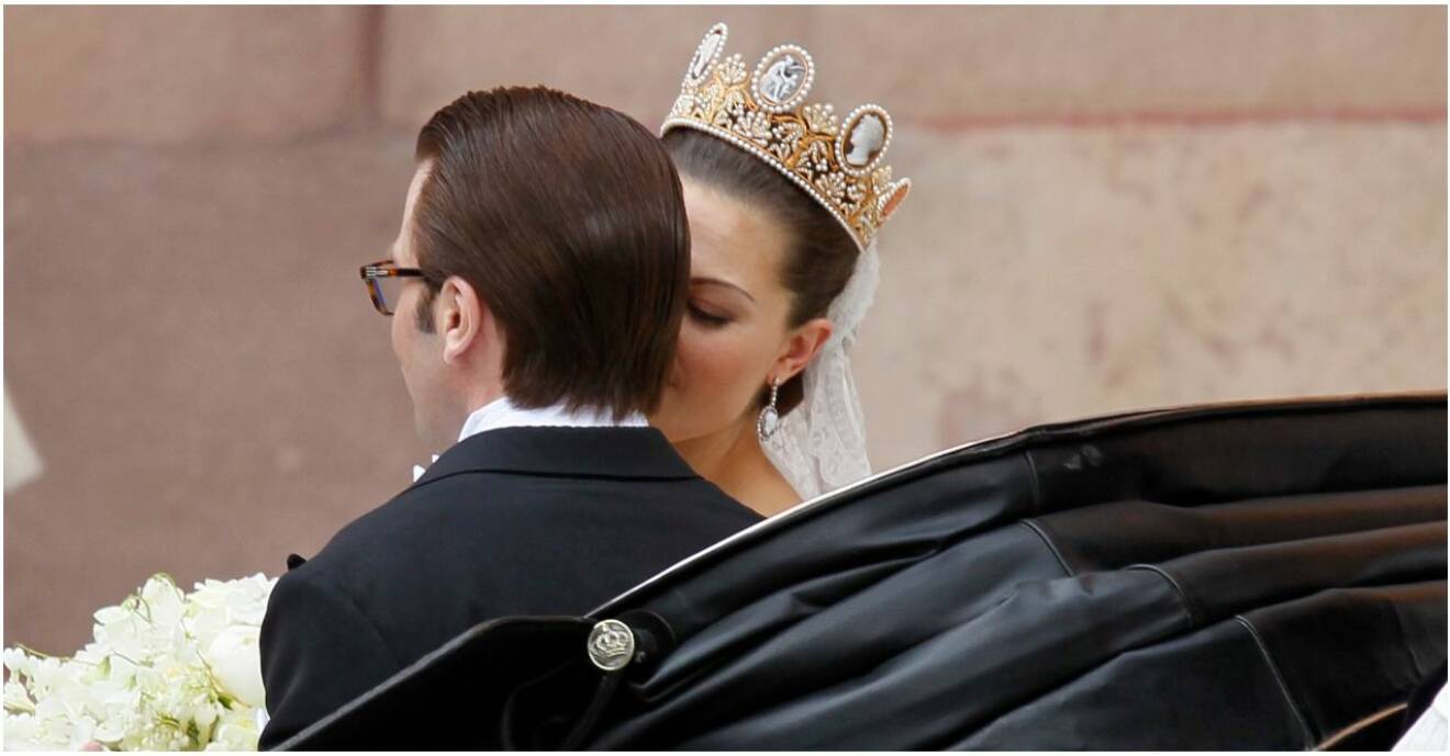 Kronprinsessan Victoria och prins Daniel på bröllopsdagen.