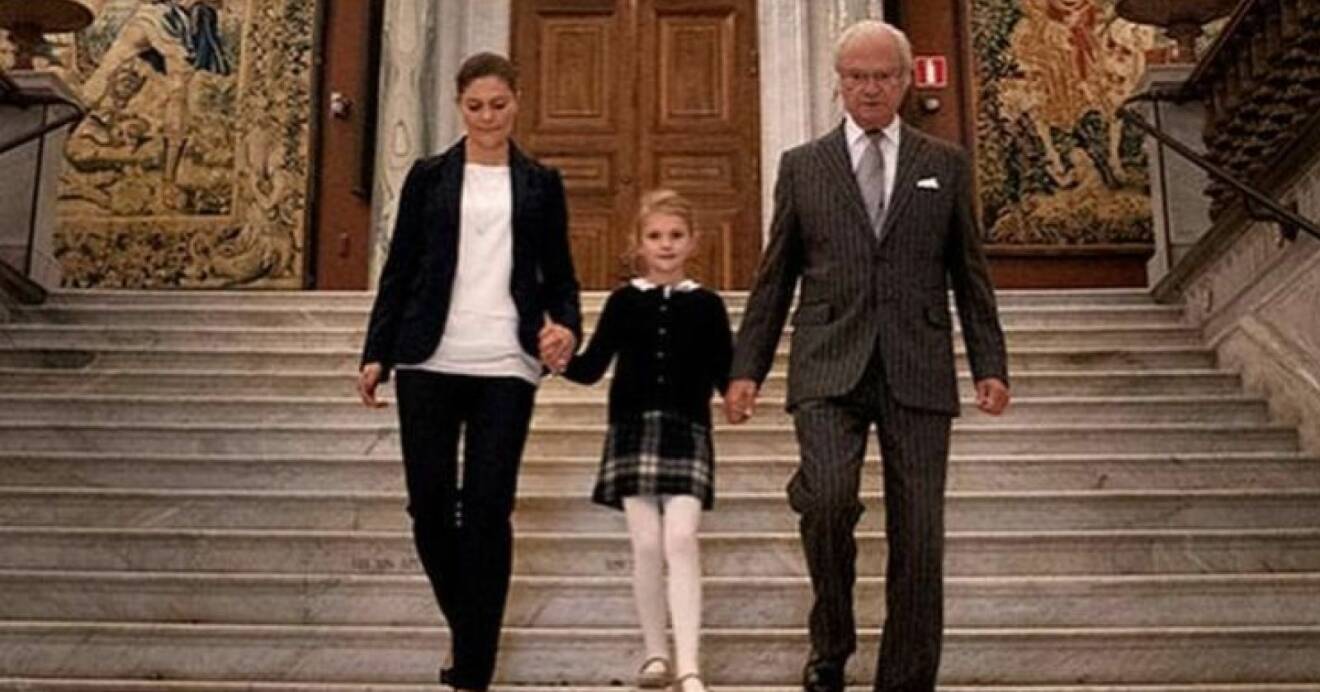 Kronprinsessan Victoria, prinsessan Estelle och kung Carl Gustaf