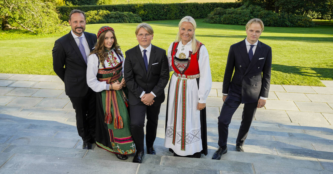 Kronprins Haakon, Kronprinsessan Mette-Marit, prinsessan Ingrid Alexandra, prins Sverre Magnus, Marius Borg Høiby