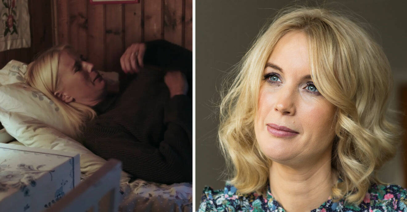 Jenny Strömstedt i tårar när hon och Niklas besöker Christina Schollin och Hans Wahlgren i Tillsammans med Strömstedts i TV4