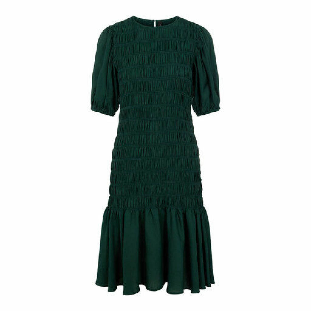 mörkgrön klänning med smock
