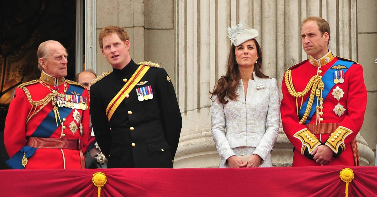 Prins Philip, prins Harry, Kate Middleton, prins William