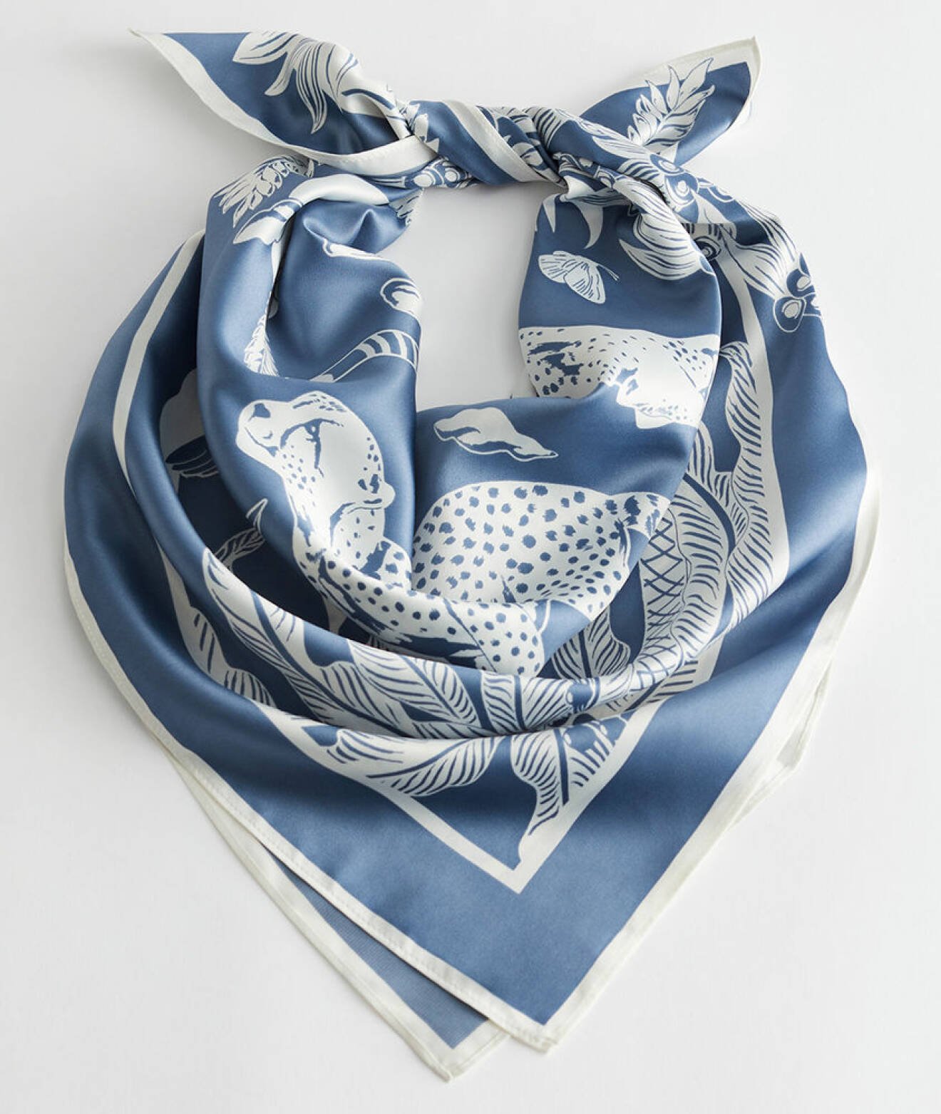djurmönstrad blå scarf