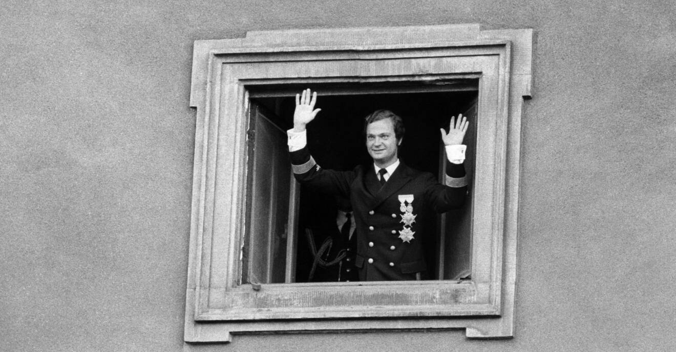 Kung Carl Gustaf 1973 Stockholms slott Folkets jubel
