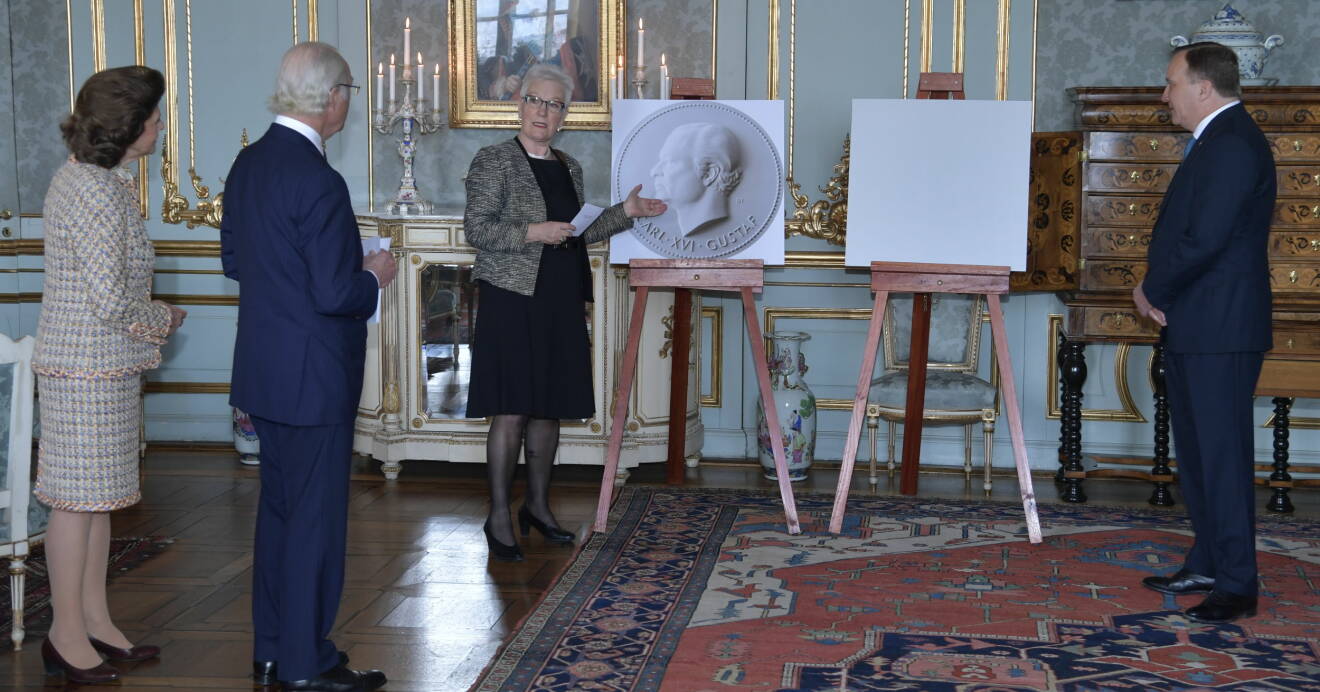 Drottning Silvia, kung Carl Gustaf, riksdagens förste vice talesman Åsa Lindestam och statsminister Stefan Löfven