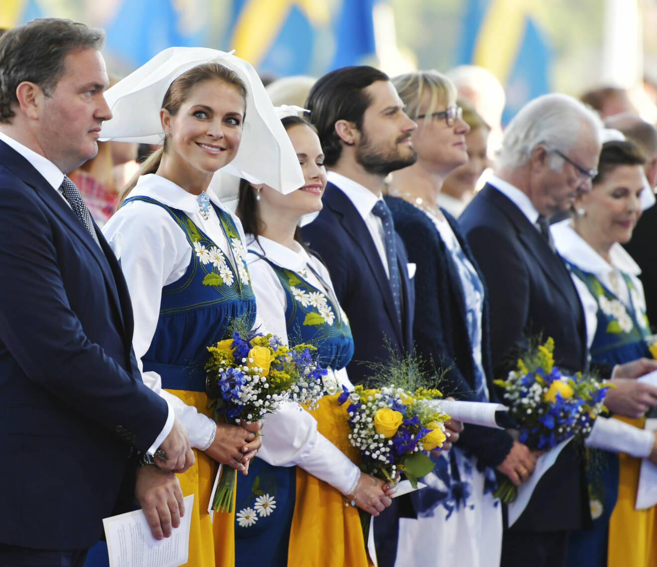Prinsessan Madeleine och Chris O’Neill firar nationaldagen med kungafamiljen på Skansen
