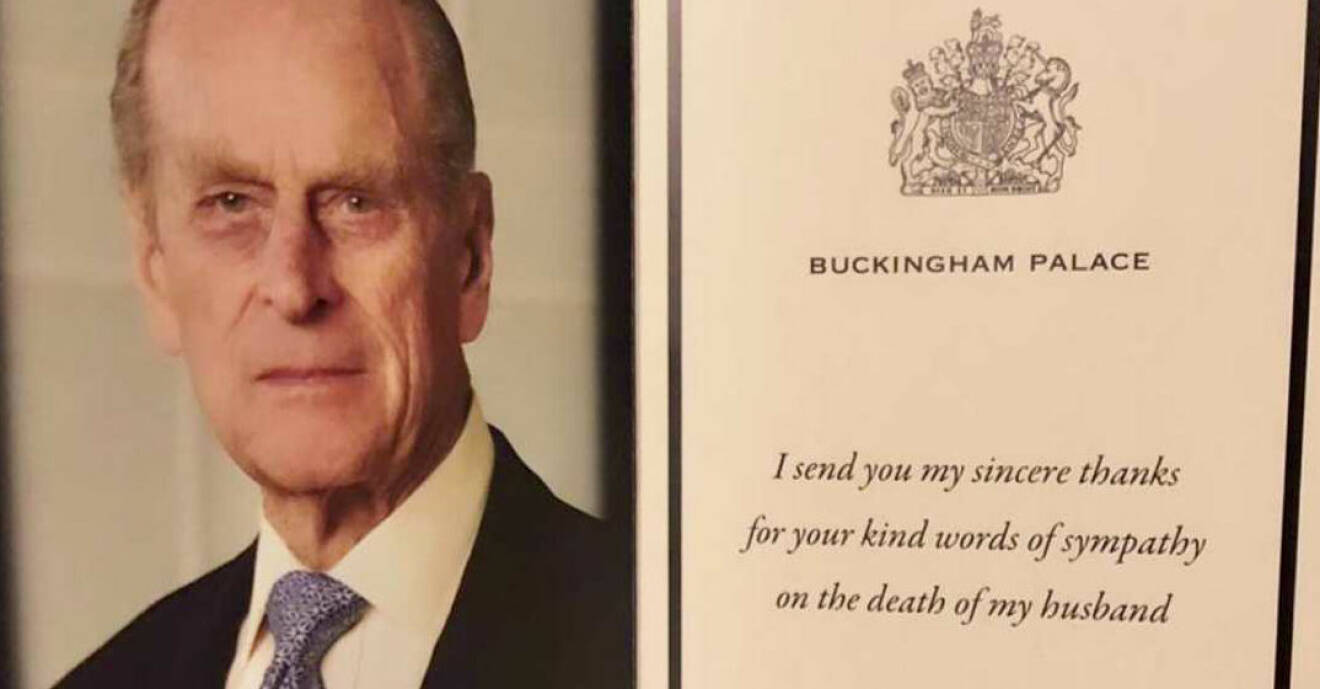 Drottning Elizabeths tackkort efter prins Philips död