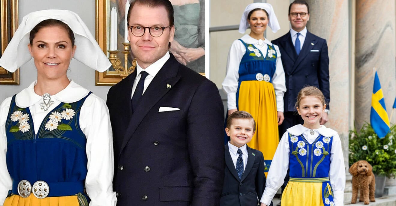 Kronprinsessan Victoria i Sverigedräkt Prins Daniel i kostym