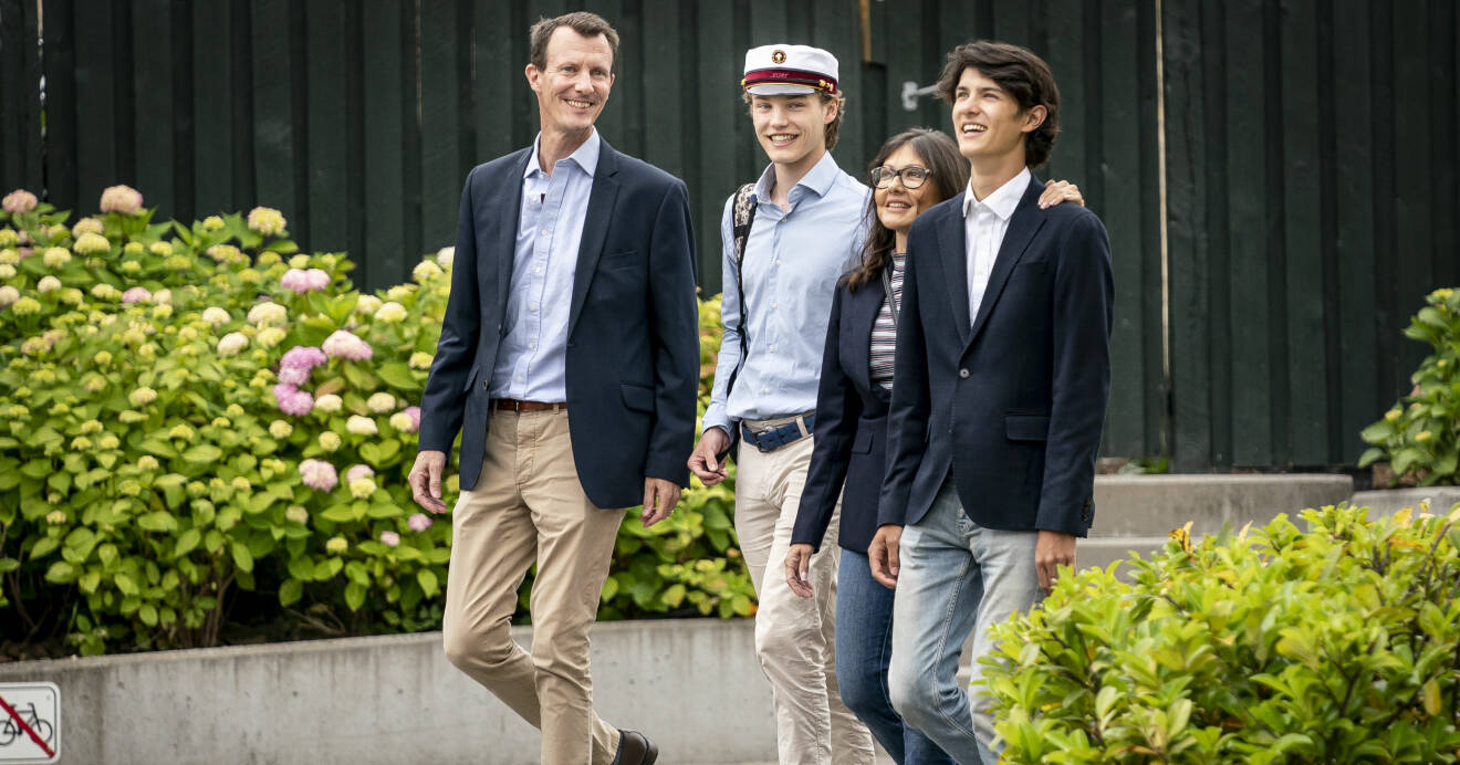 Prins Joachim, prins Felix, grevinnan Alexandra och prins Nikolai på Felixs student