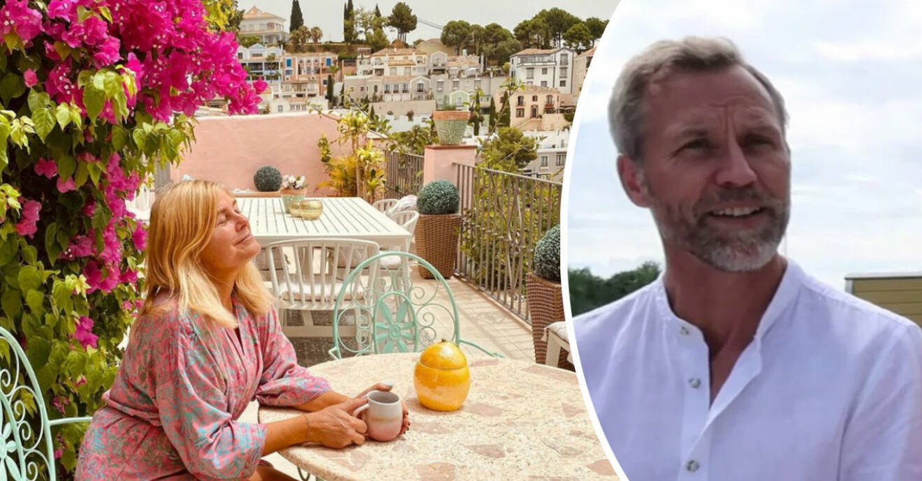 Pernilla Wahlgren är på semester i sitt hus i Spanien. Men pojkvännen Christian Bauer har stannat hemma.