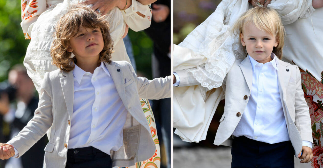 Prins Alexander och prins Gabriel på lillebror Julians dop 2021