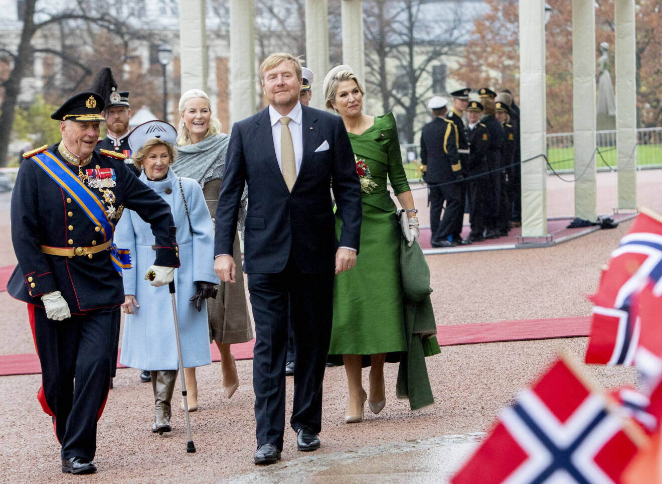 Kronprinsessan Mette-Marit Drottning Máxima Kung Willem-Alexander Kung Harald Drottning Sonja Statsbesök Norge